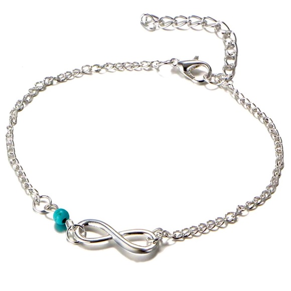 🔴𝟭𝟬/$𝟮𝟱🔴NEW Turquoise Silver Infinity Anklet - Picture 7 of 9
